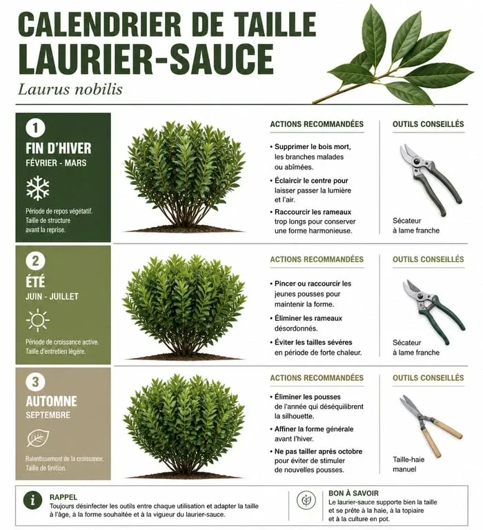 Calendrier de taille du laurier sauce : périodes optimales pour l'entretien et la structure