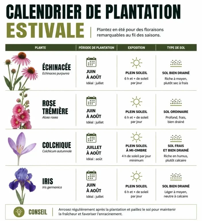 Calendrier des fleurs à planter en juillet et août pour un jardin fleuri