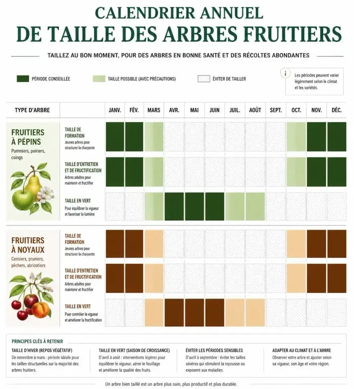 Calendrier annuel pour savoir quand tailler les arbres fruitiers