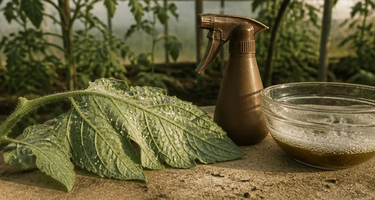 Mouche blanche sur feuille de tomate : recette de grand-mère avec eau savonneuse