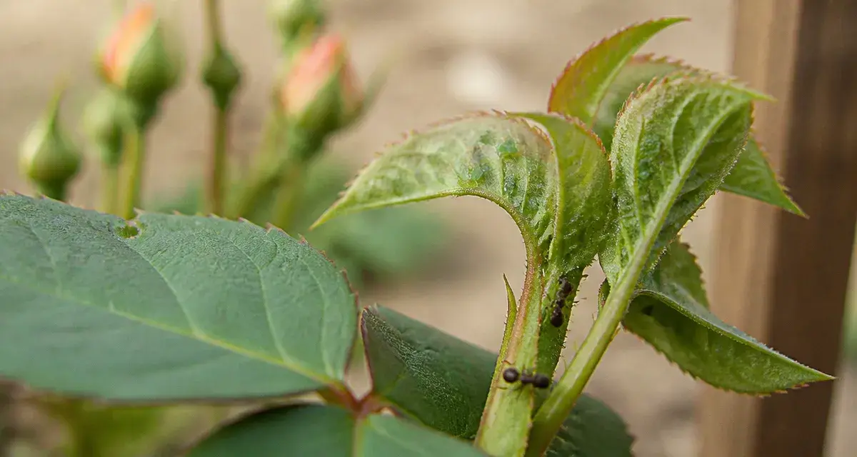 Pucerons verts sur rosiers : feuilles collantes et miellat