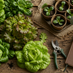 quand planter des salades sur plan de travail rustique