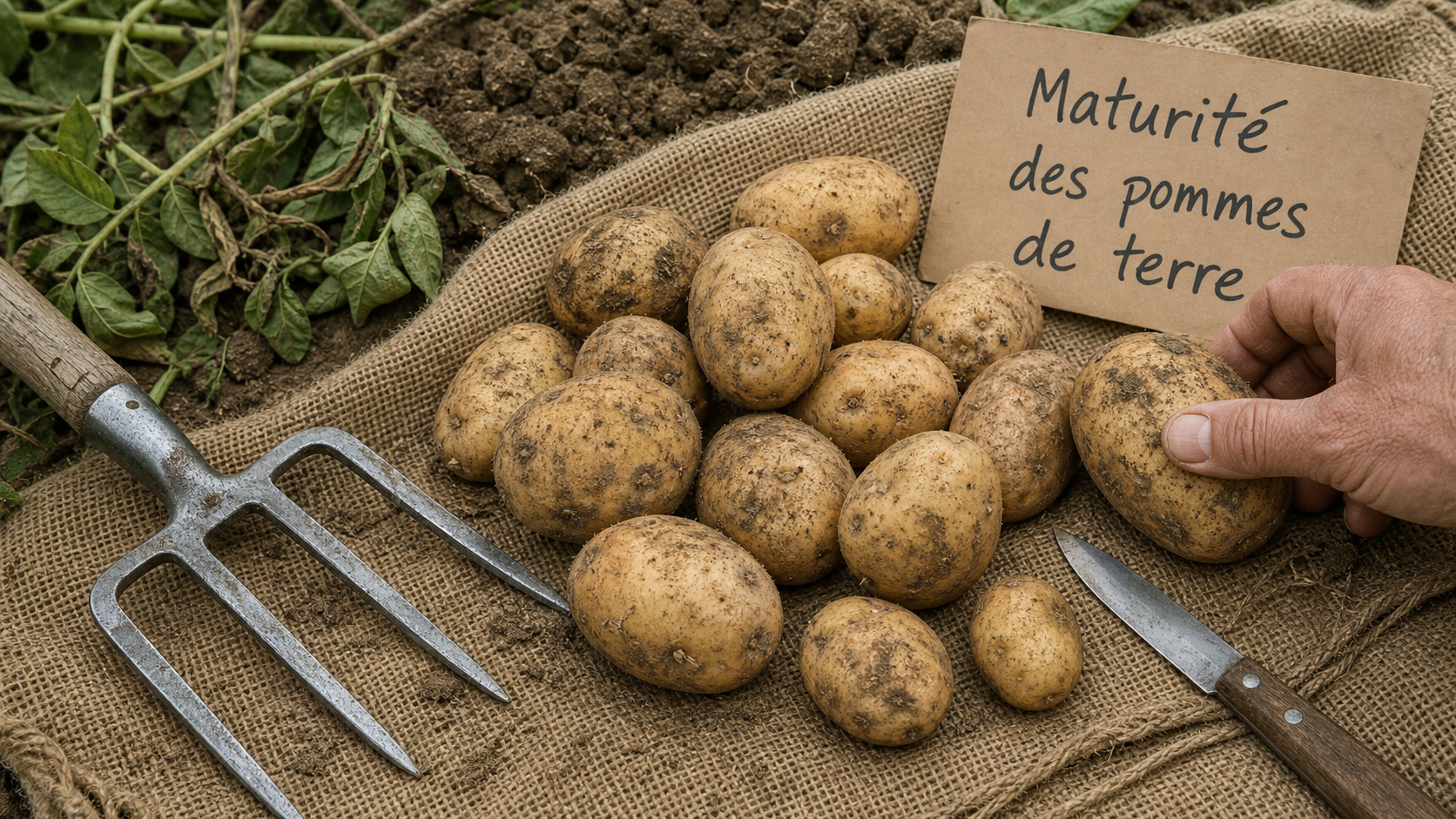 Quand recolter les pomme de terre : maturité et récolte sur une bâche en jute
