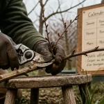 Quand tailler les arbres fruitiers : jardinier taille un jeune pommier
