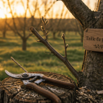 quand tailler un pecher, verger, sécateur, branches taillées