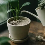 Tuer les larves de moucherons : terreau humide et perlite pour plantes en pot