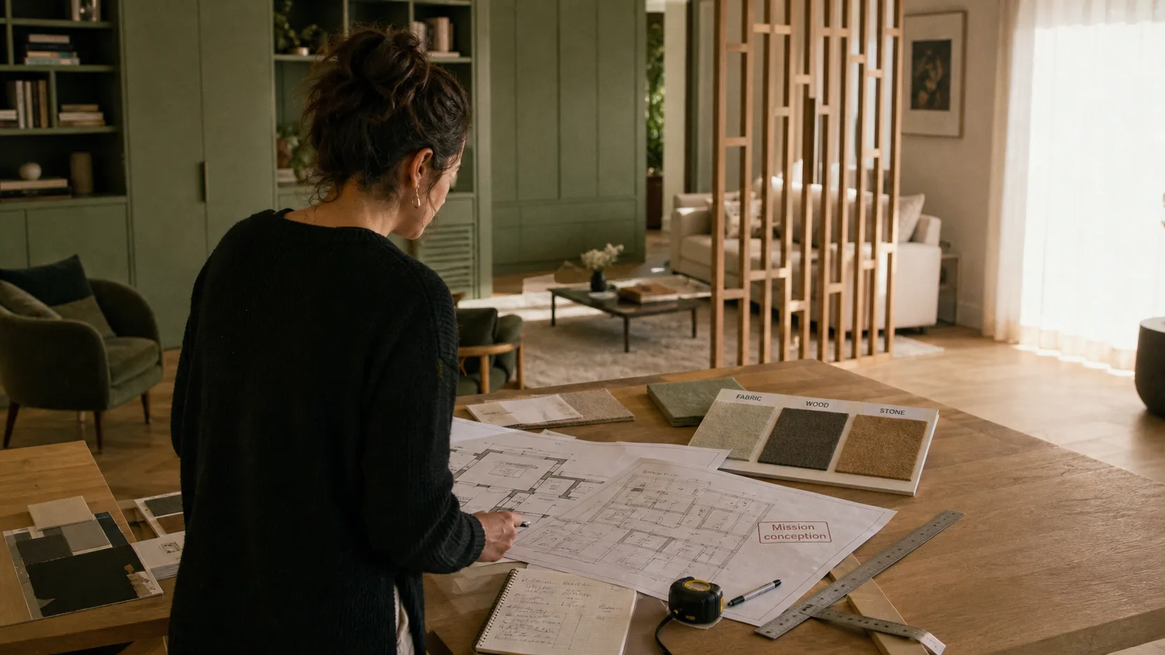 Architecte d'intérieur Angers : plans de rénovation en mission complète, échantillons de sols
