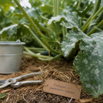 Courgette maladies : feuille blanche d’oïdium sur plant de courgette