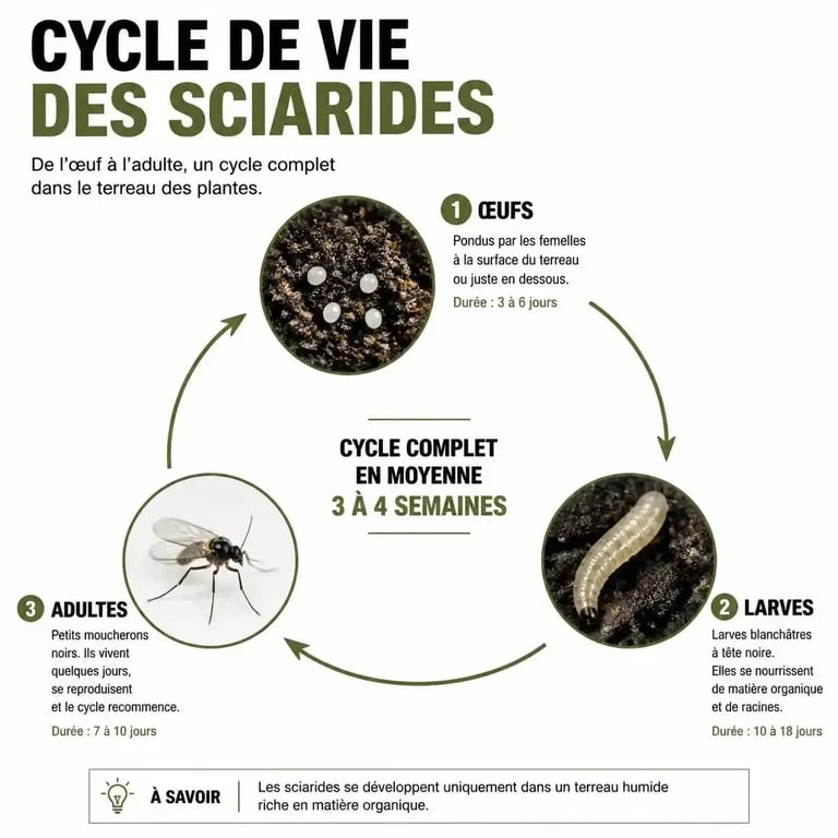 Cycle de vie des moucherons dans les plantes : identification des larves et des adultes