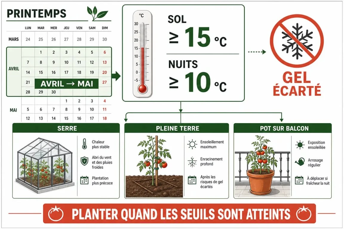 Quand planter ses tomates : repères de température, gel et modes de culture