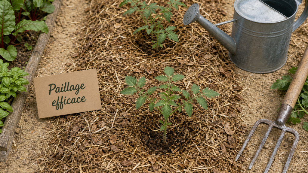 Le paillage au potager : 8 à 10 cm de paille et feuilles mortes