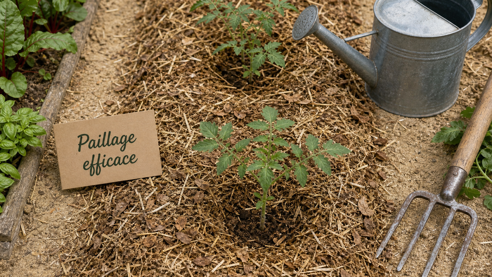 Le paillage au potager : 8 à 10 cm de paille et feuilles mortes
