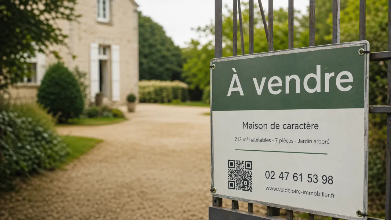 panneau immobilier à vendre avec fixations et mentions DPE
