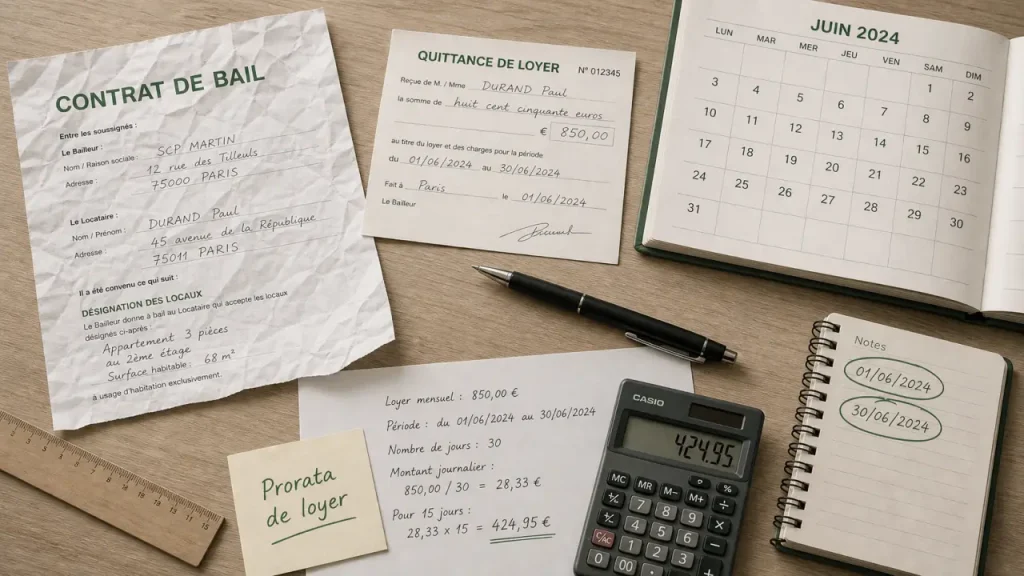 Prorata loyer calcul : mois réel, base 30 jours et charges à proratiser