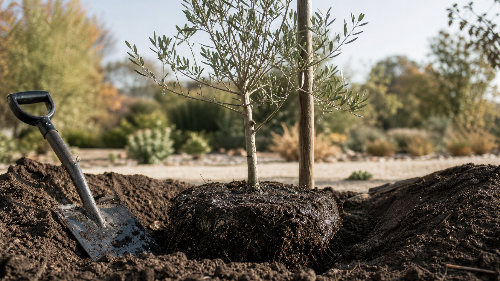 Quand planter olivier : jeune olivier en terre, plantation