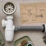 Schéma évacuation évier cuisine 40 mm ou 50 mm, sans pièges à odeurs