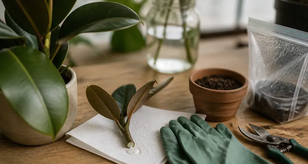 Bouturage caoutchouc Ficus elastica : bouture en mini-serre