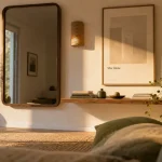 Décorer mur blanc avec cadres et relief, lumière douce