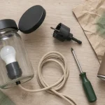 DIY lampe avec bocal en verre transparent, déco sécurisée