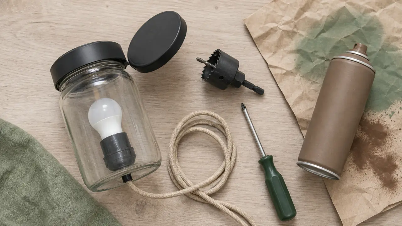 DIY lampe avec bocal en verre transparent, déco sécurisée