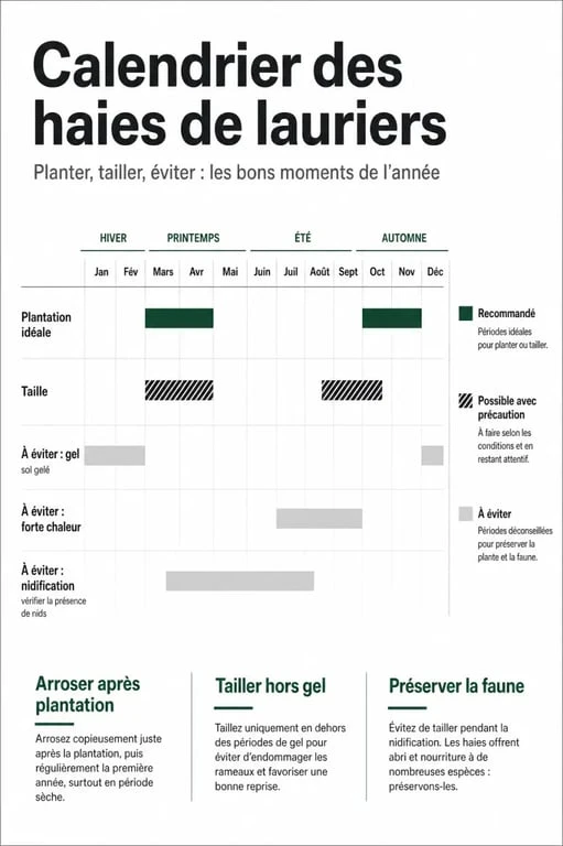 Haies lauriers : calendrier de plantation et de taille au fil des saisons