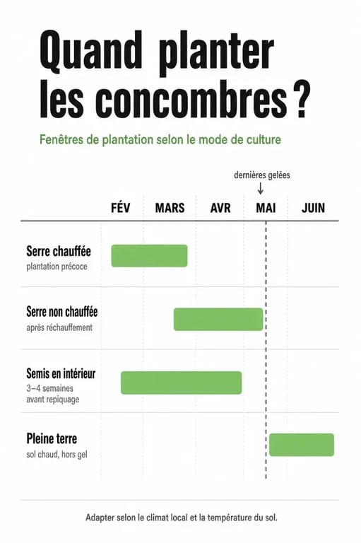 Jusqu’à quand planter des concombres selon le mode de culture et les dernières gelées