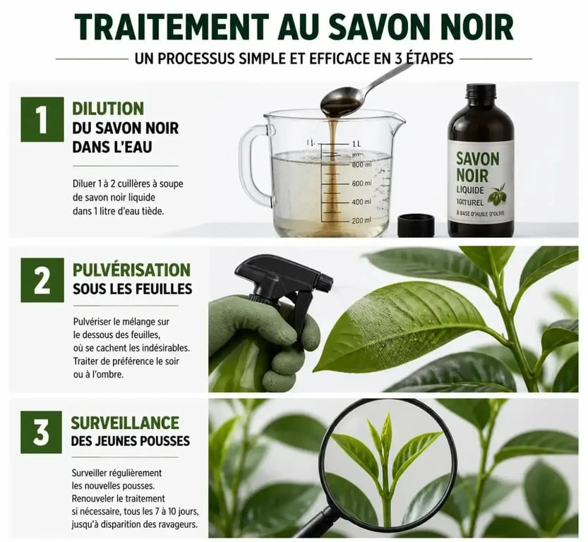 Étapes pour appliquer un traitement anti puceron naturel sur les plantes
