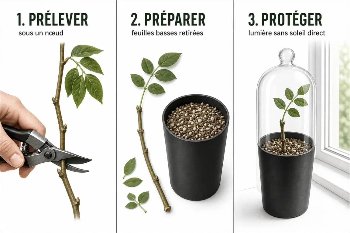 Bouture glycine en trois étapes : prélèvement, plantation et protection sous cloche